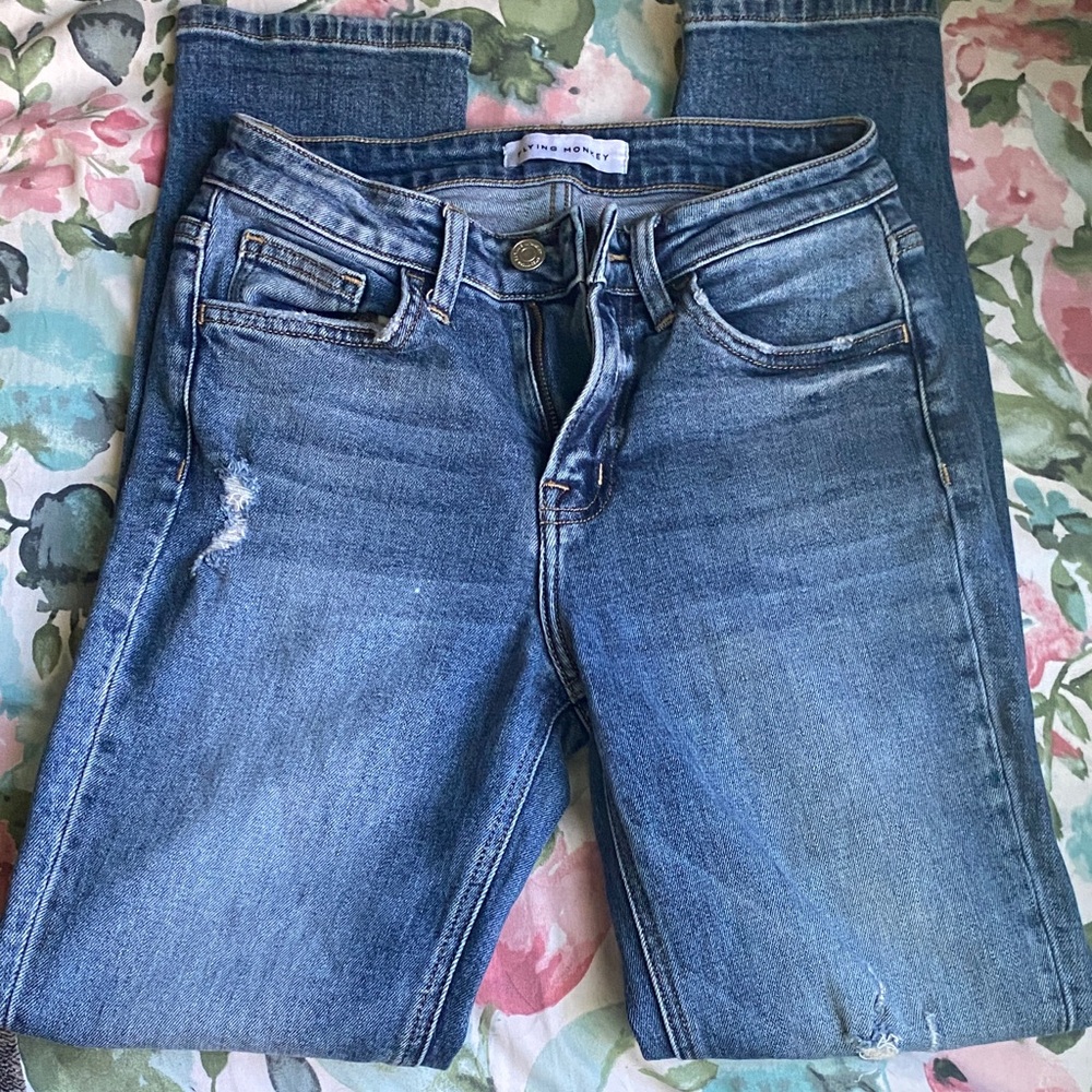 Flying Monkey Distressed Blue Skinny Jeans